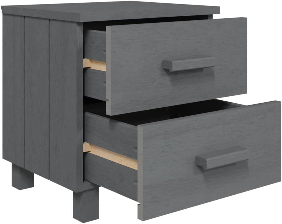 Solid Wood Bedside Cabinets - Dark Gray 2-piece O714