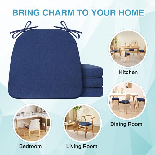 Set of 4 Non Slip Black Chair Cushions 17" x 16" x 2" with Ties Z363