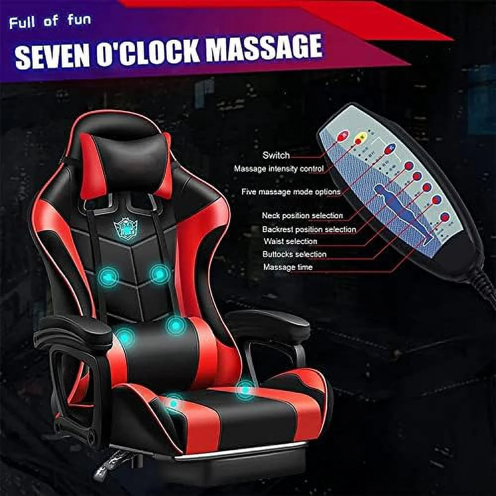 RGB Gaming Chair with Massage and Footrest J5994
