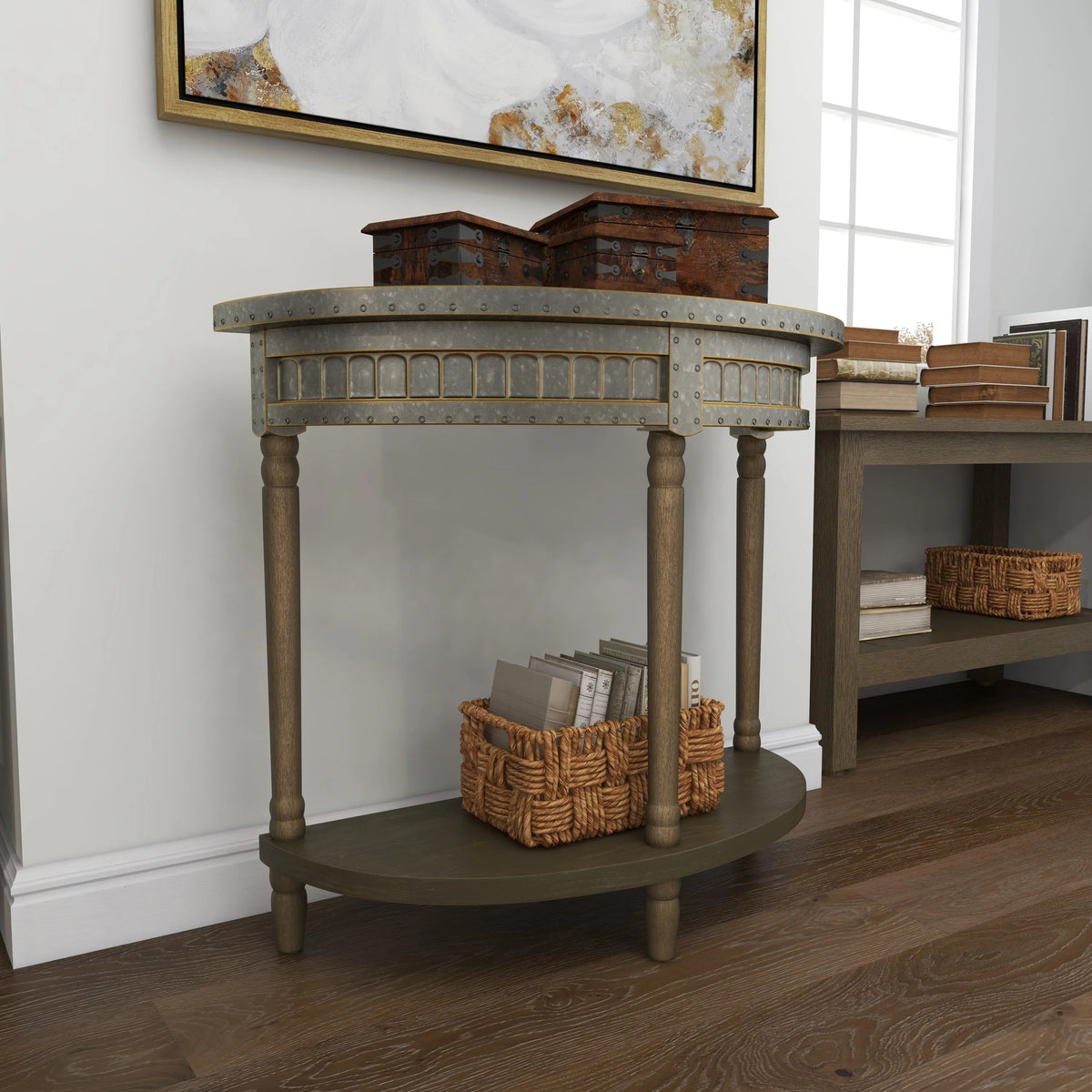Metal Half Moon Console Table C851