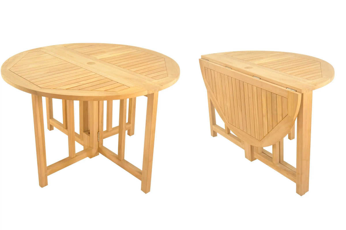 Grade-A Teak 4 Pc Dining Set with 48" Round Butterfly Table and 3 Stacking Arm Chairs D657