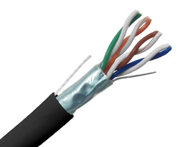 Cat5e Shielded Bulk Ethernet Cable, Plenum CMP, 24 AWG, 1000ft White C557844