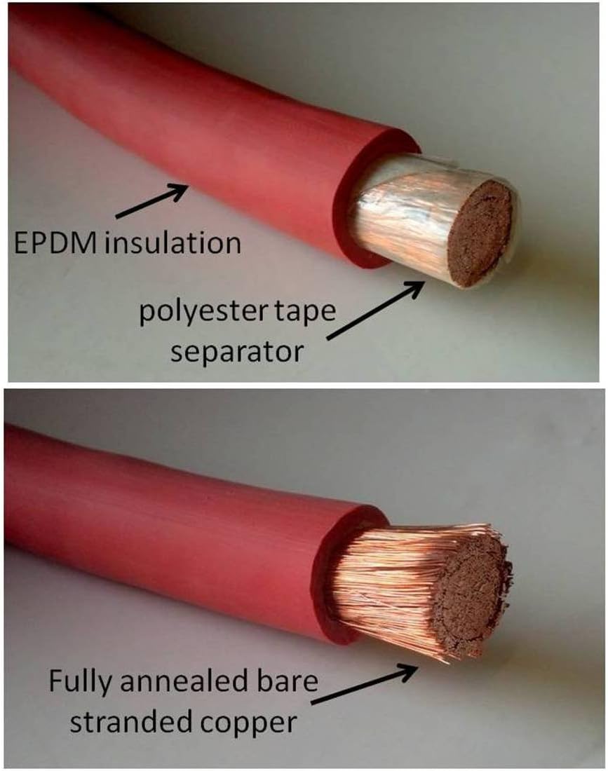4 AWG 15 Feet Red + 15 Feet Black Pure Copper Flexible Welding Battery Cable Wire Pack of 2 G9504