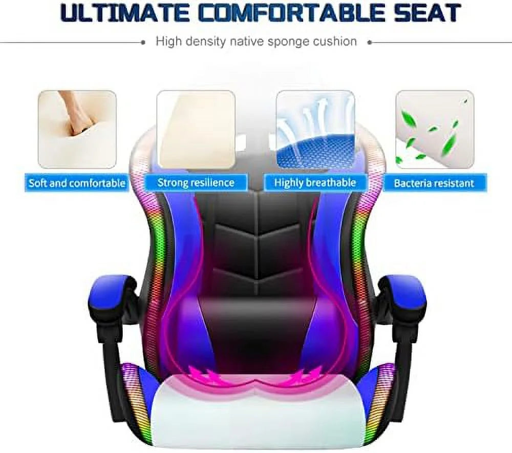 RGB Gaming Chair with Massage and Footrest J5994