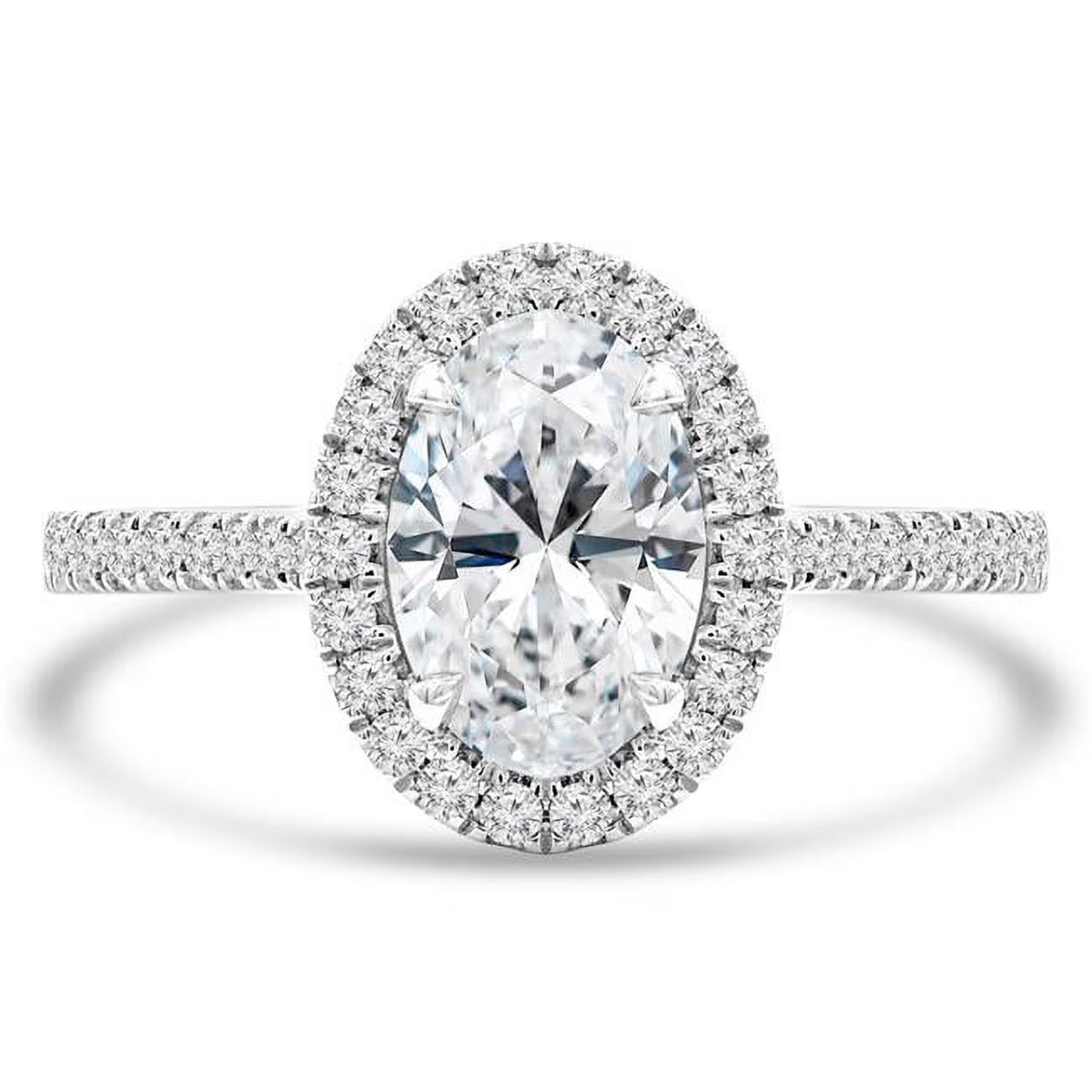 14K White Gold Oval Halo Engagement Ring B95778