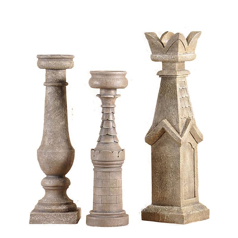 3 Piece Beige Candlestick Set P4302