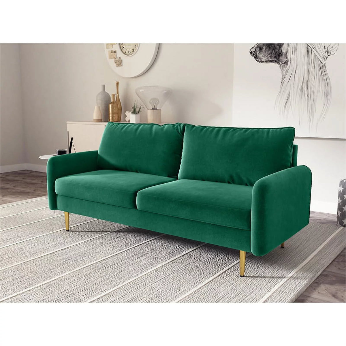 Green Velvet Sofa Q61646