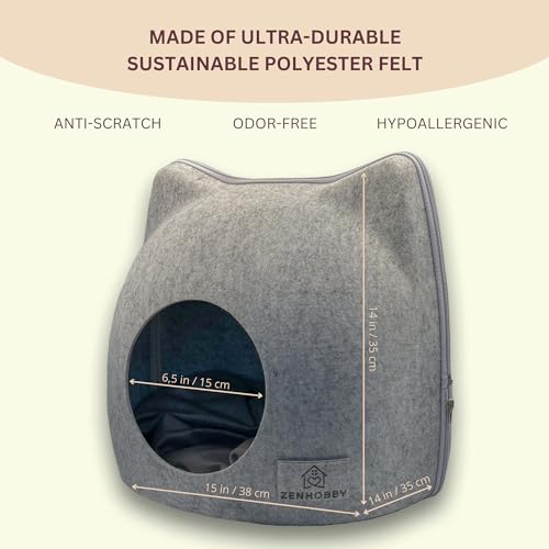 Cat wool cave bed grey U414000