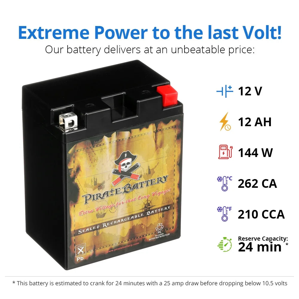 12 Volt 12 Ah 210 CCA Motorcycle Battery P865729