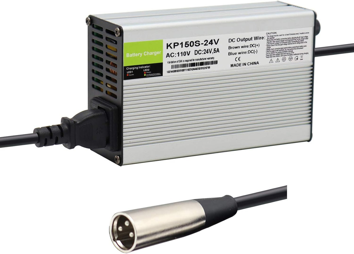 24V 5A Battery Charger with 3-Pin XLR Connector, Pack of 2 Y61035