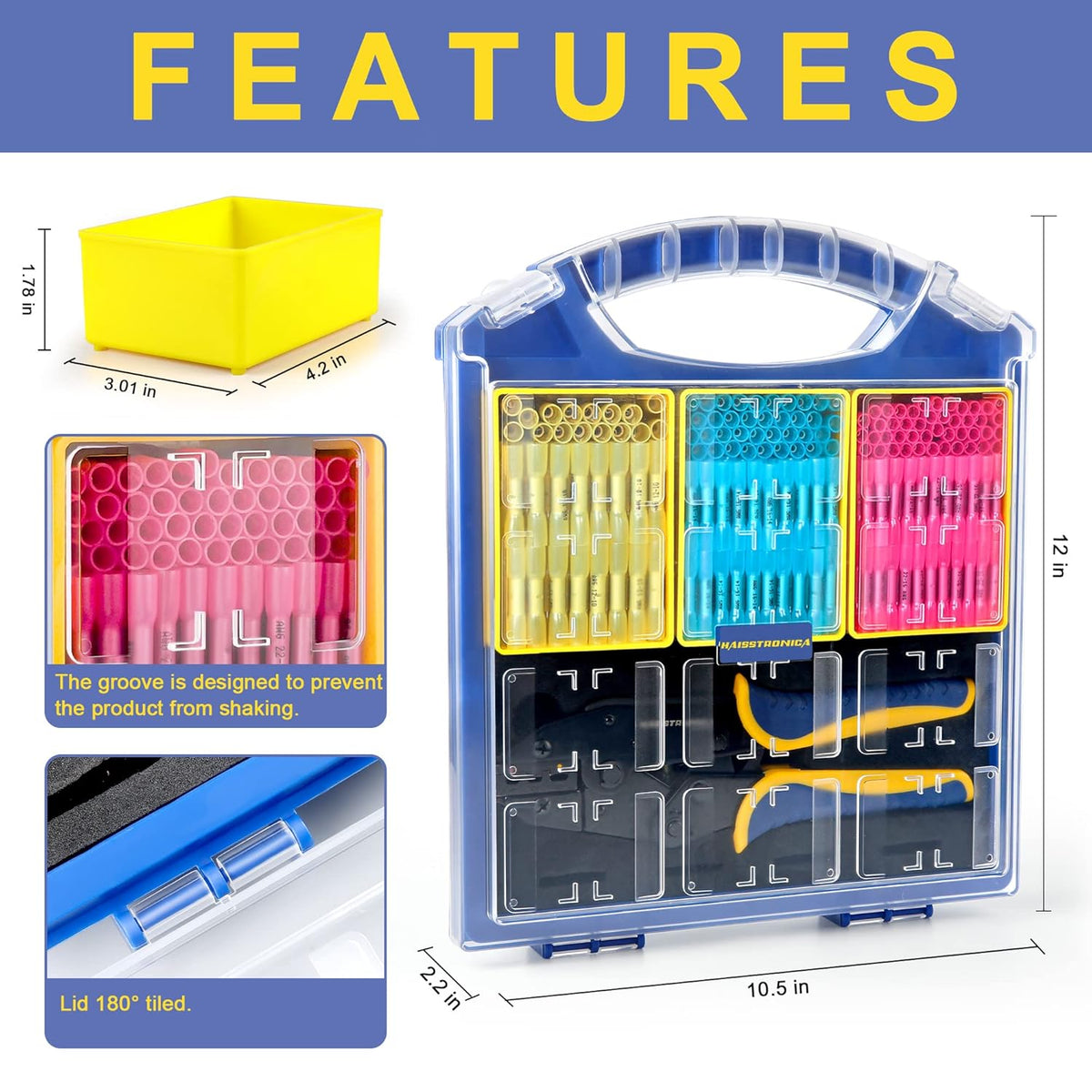 330PCS Heat Shrink Butt Connectors Set, AWG 22-10 Marine Grade Waterproof Butt Splice Connectors with Crimping Tool G20911