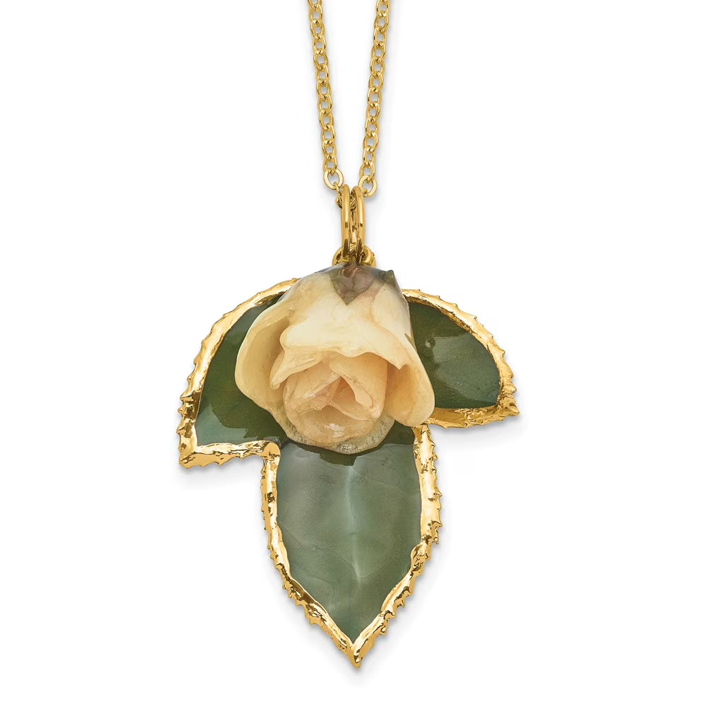 24K Gold-trim Lacquer Dipped Leaf 20 inch Necklace W273985