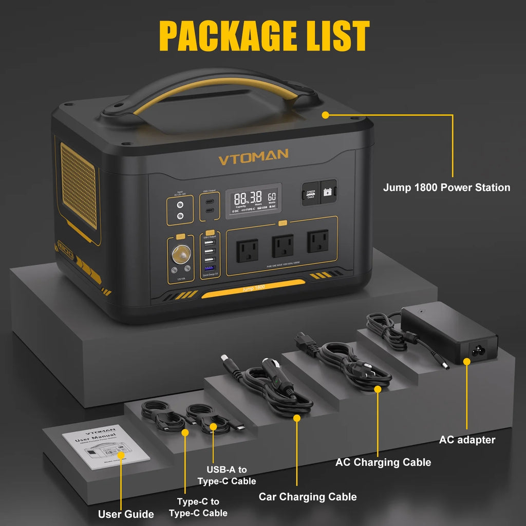 1800W Portable Power Station 1548Wh LFP Battery Generator A936