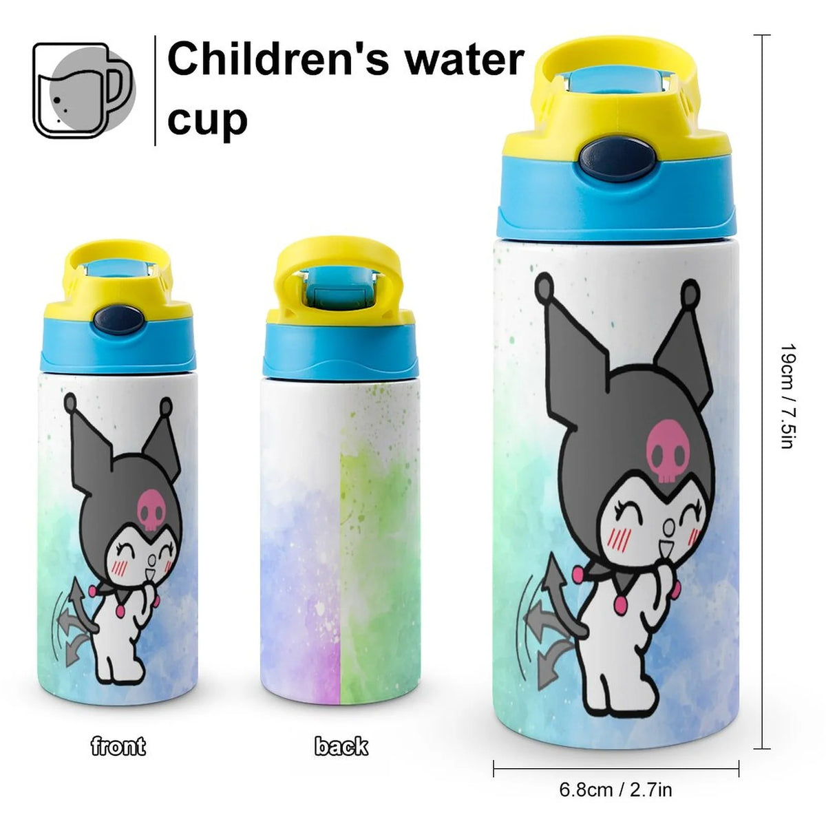 Stainless Steel Vacuum Insulated Children's Water Bottle With Straw V58712