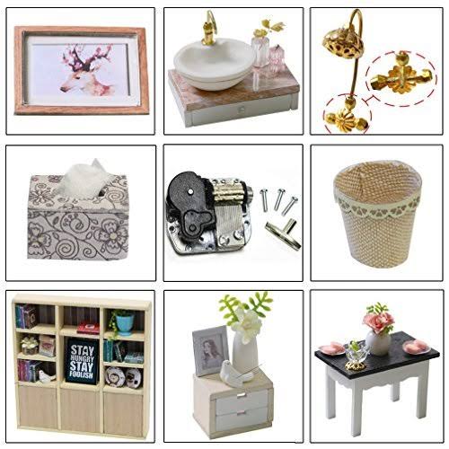 Wooden DIY Dollhouse Kit with Furniture, 1:24 Scale T4156