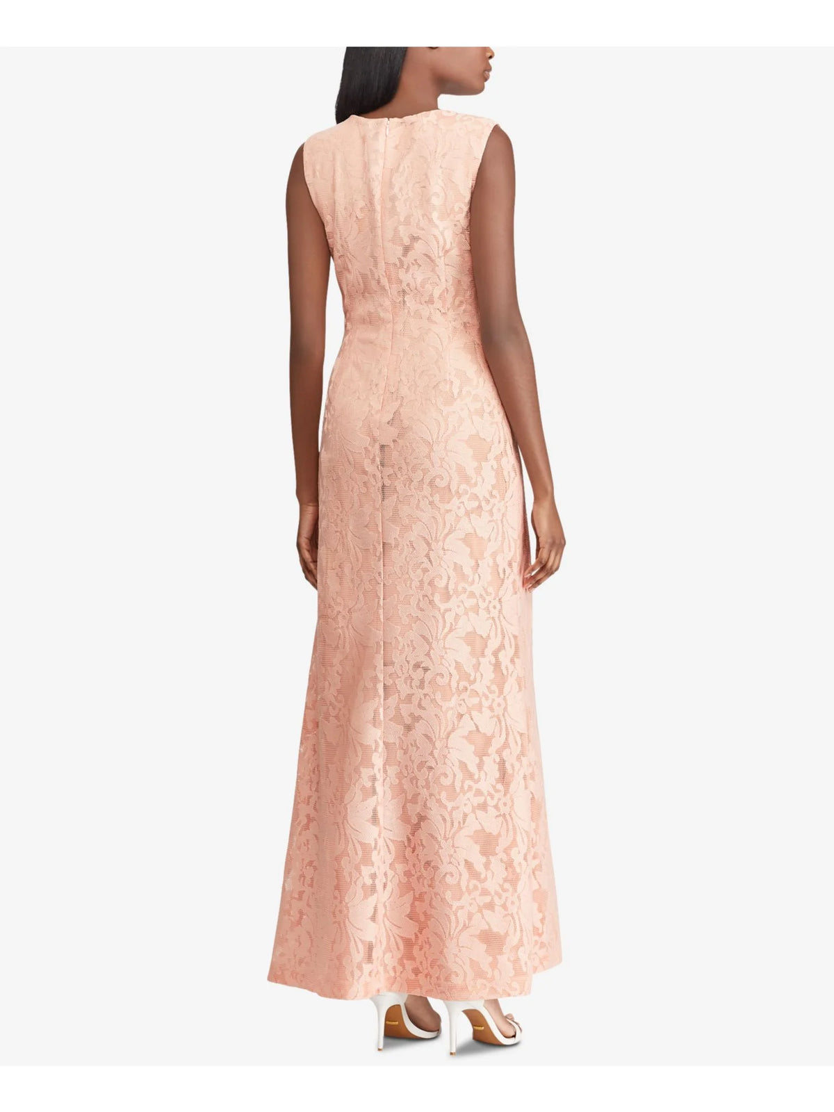 Pink Sleeveless V Neck Maxi Formal Dress I304125