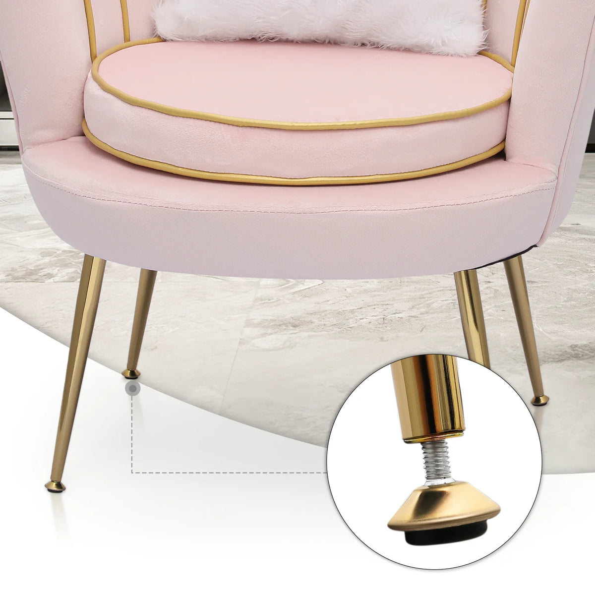 Light Pink Velvet Accent Chair with Pillow G3009