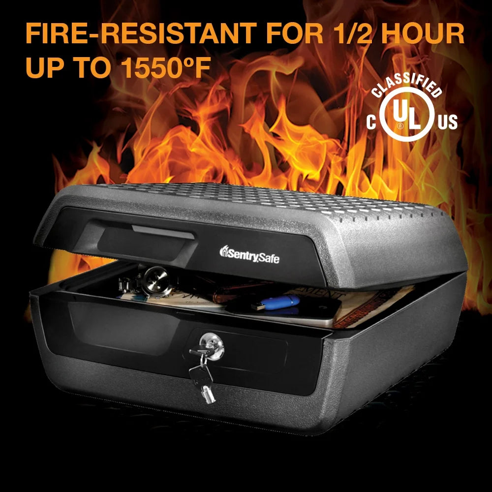 Fire and Water-Resistant Box Safe with Key Lock 0.36 cu. ft. Y311