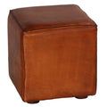 Brown Leather Cube Ottoman H13117