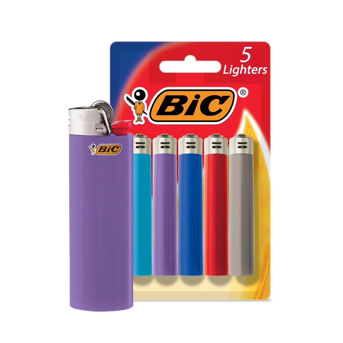 Classic Pocket Lighter, Assorted Colors, Pack of 5 D96527
