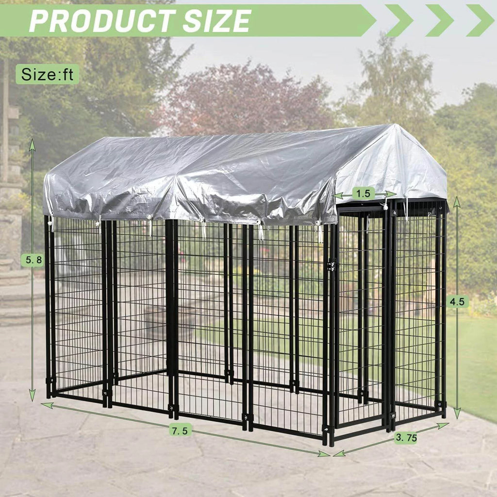 8'x4'x6' Heavy Duty Dog Kennel with Water-Resistant Cover S682534