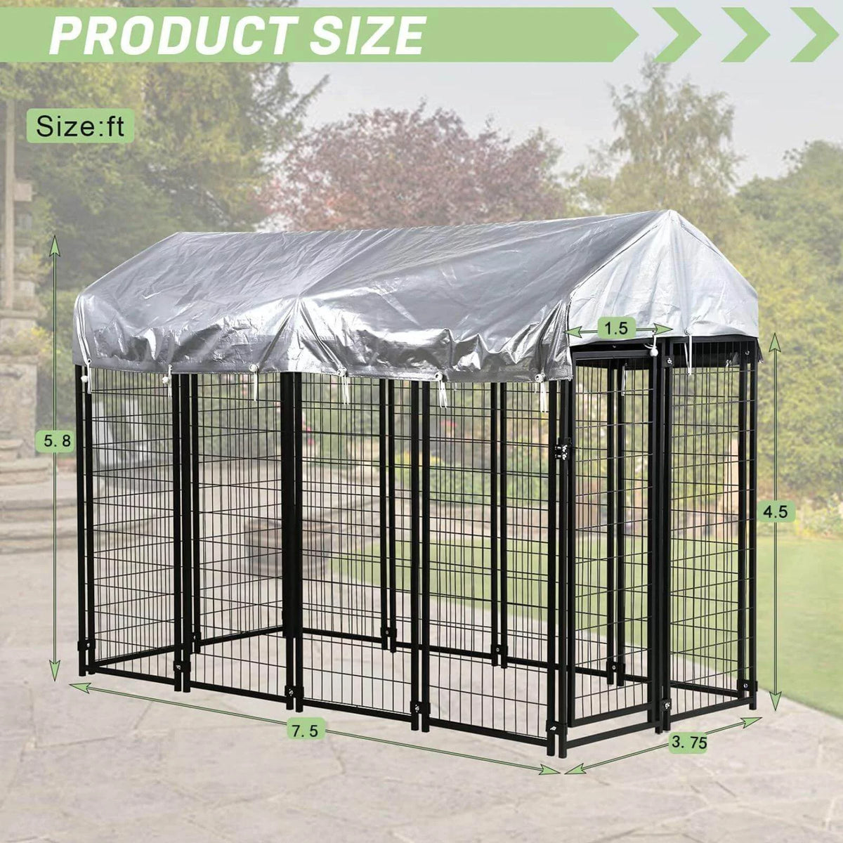 8'x4'x6' Heavy Duty Dog Kennel with Water-Resistant Cover S682534