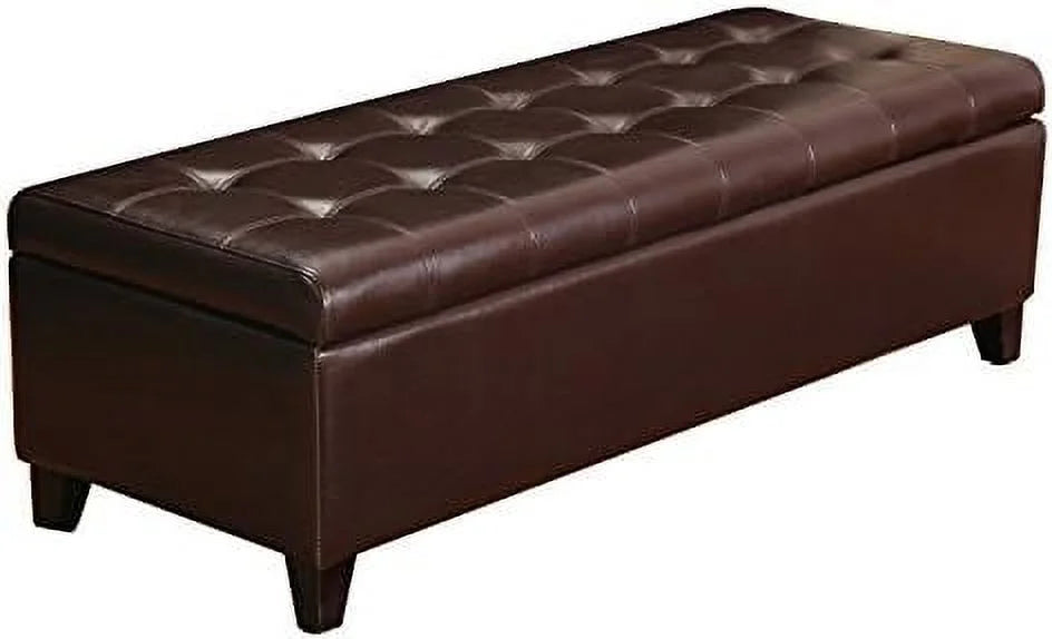 Rectangular Tufted Bonded Leather Ottoman Bench A582427