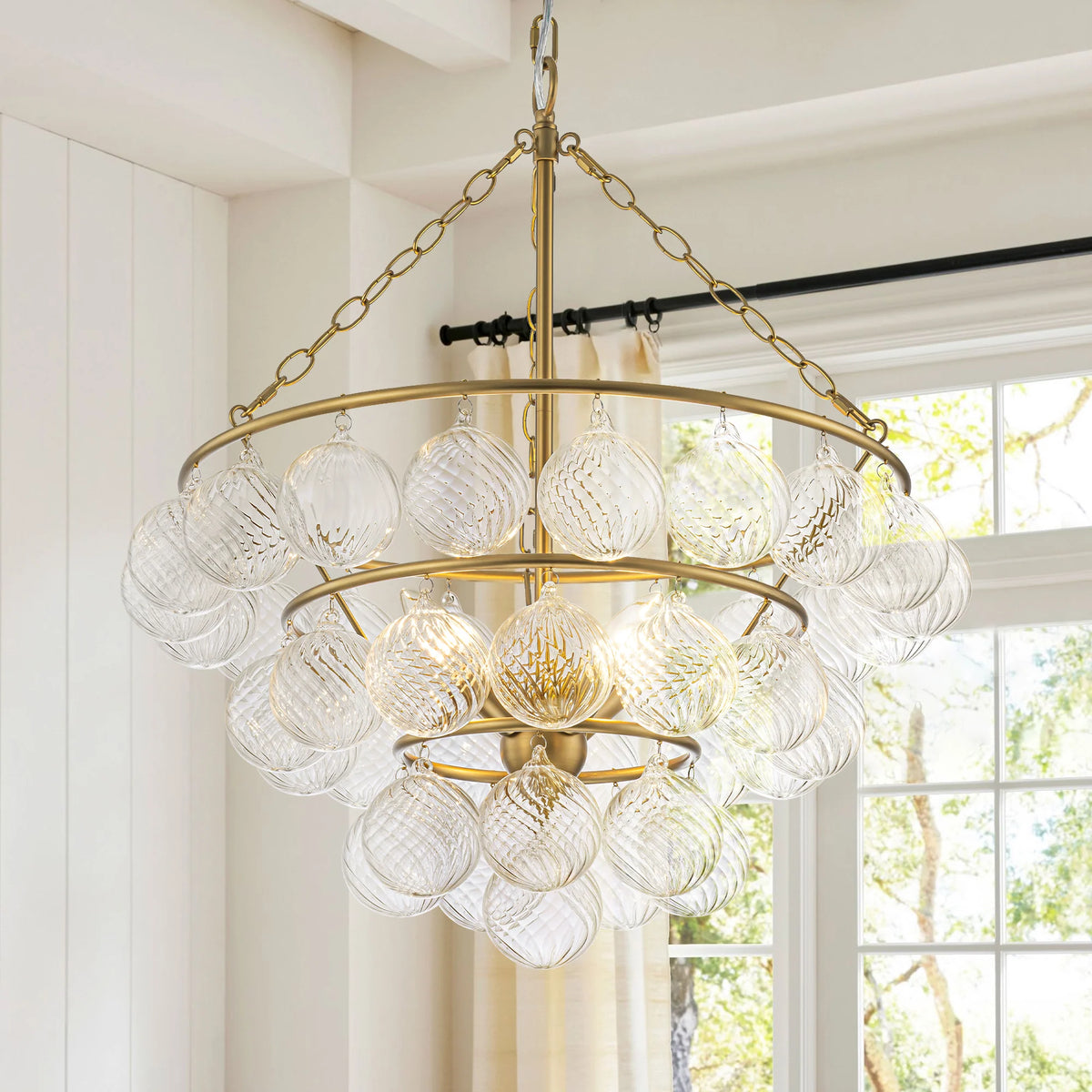 4-Light Dimmable Glass Chandelier F990721