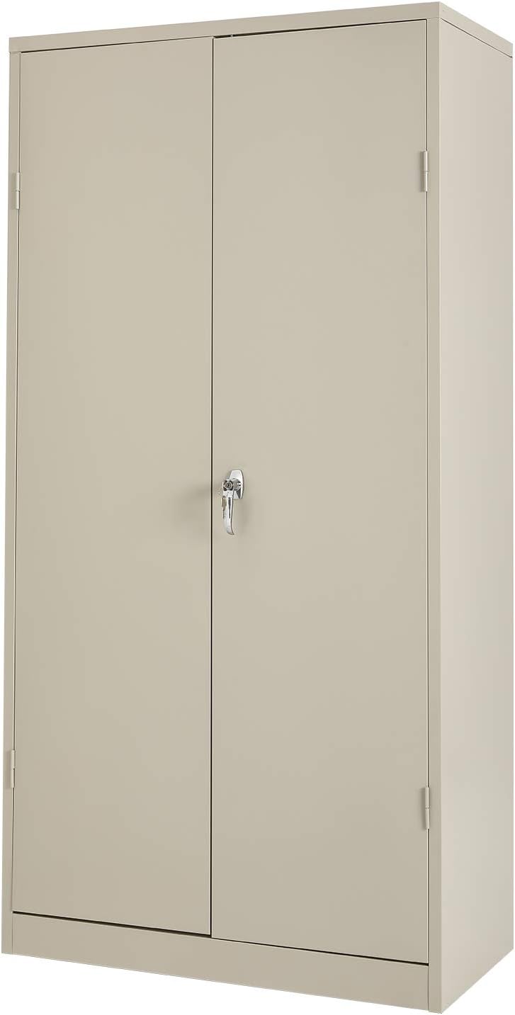 Tall Gray Locking Steel Storage Cabinet with 4 Adjustable Shelves D6122
