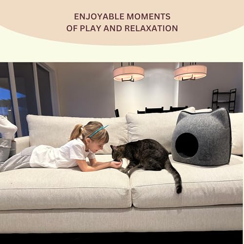 Cat wool cave bed grey U414000