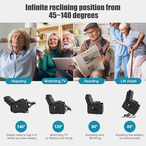 Power Lift Recliner Chair with Heat and Massage and USB Port C991549
