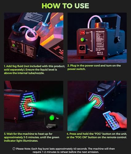 72-LED Fog Machine with Color-Changing Lights & Wireless Remote Control U892118