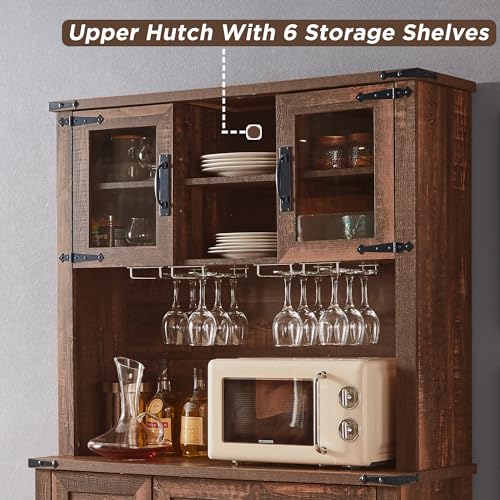Antique Brush White Farmhouse Bar Cabinet with Sliding Barn Door H7610