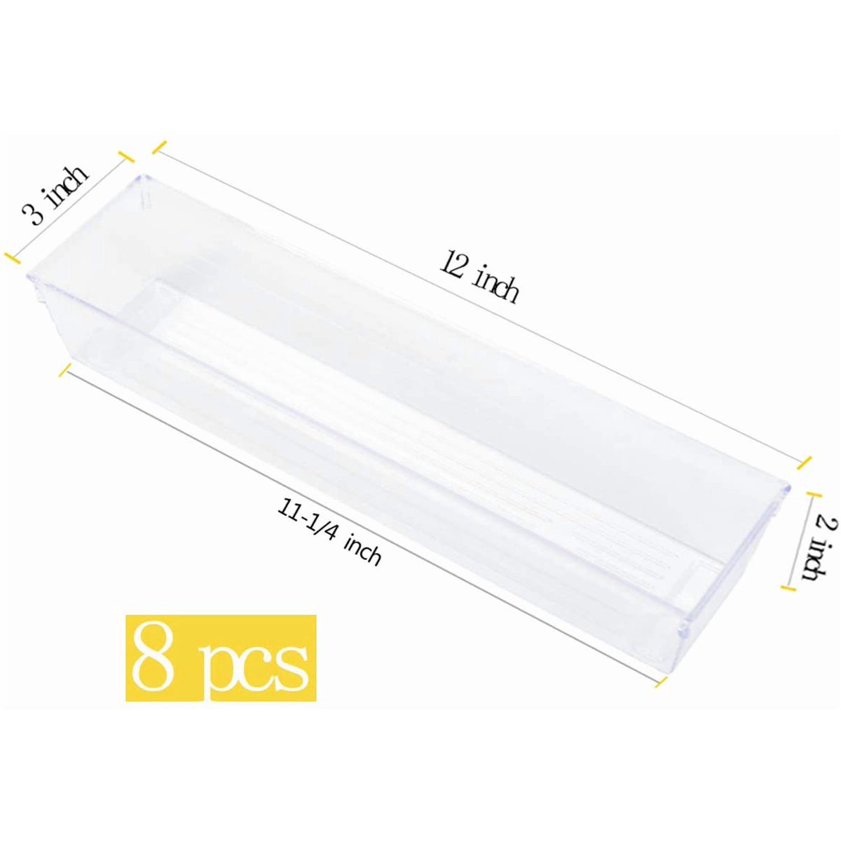 Set of 8 Clear Plastic Drawer Organizer Tray U237