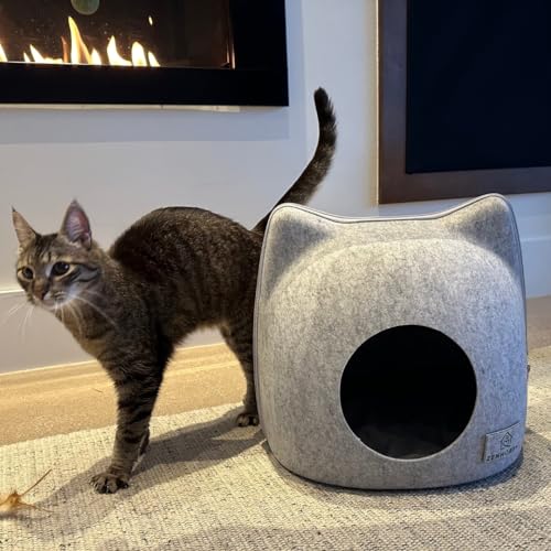 Cat wool cave bed grey U414000