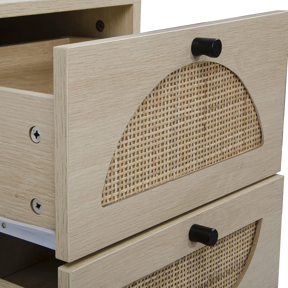 2 Drawer Rattan Wood Nightstand V420444