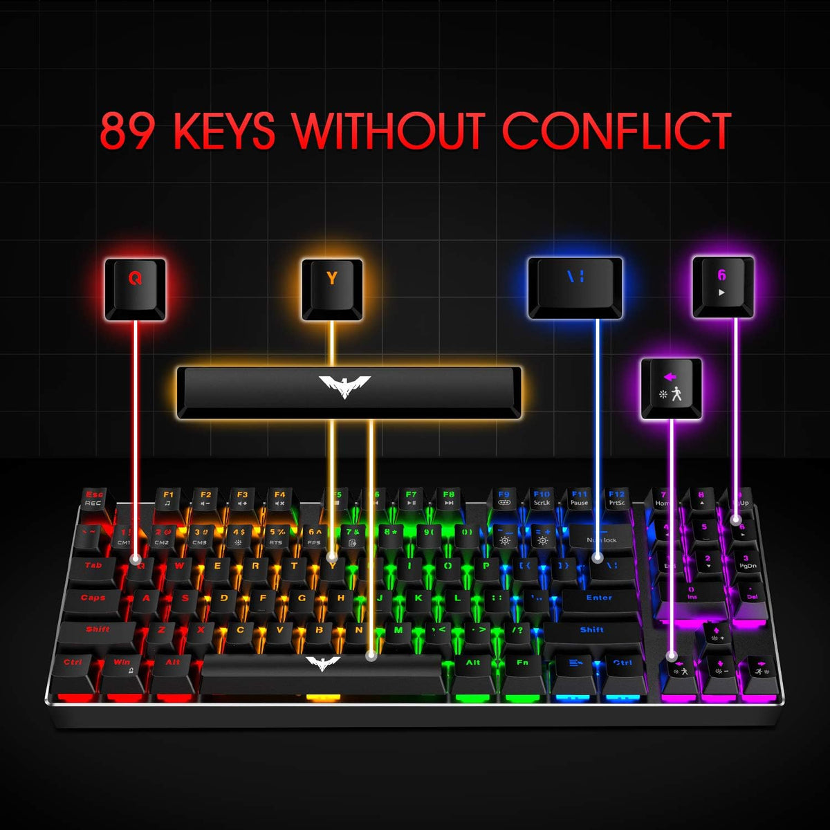 89 Keys Wired Backlit Gaming Keyboard Red Switch with 4800 DPI 6 Button Mouse and Mouse Pad Pack of 2 Z273