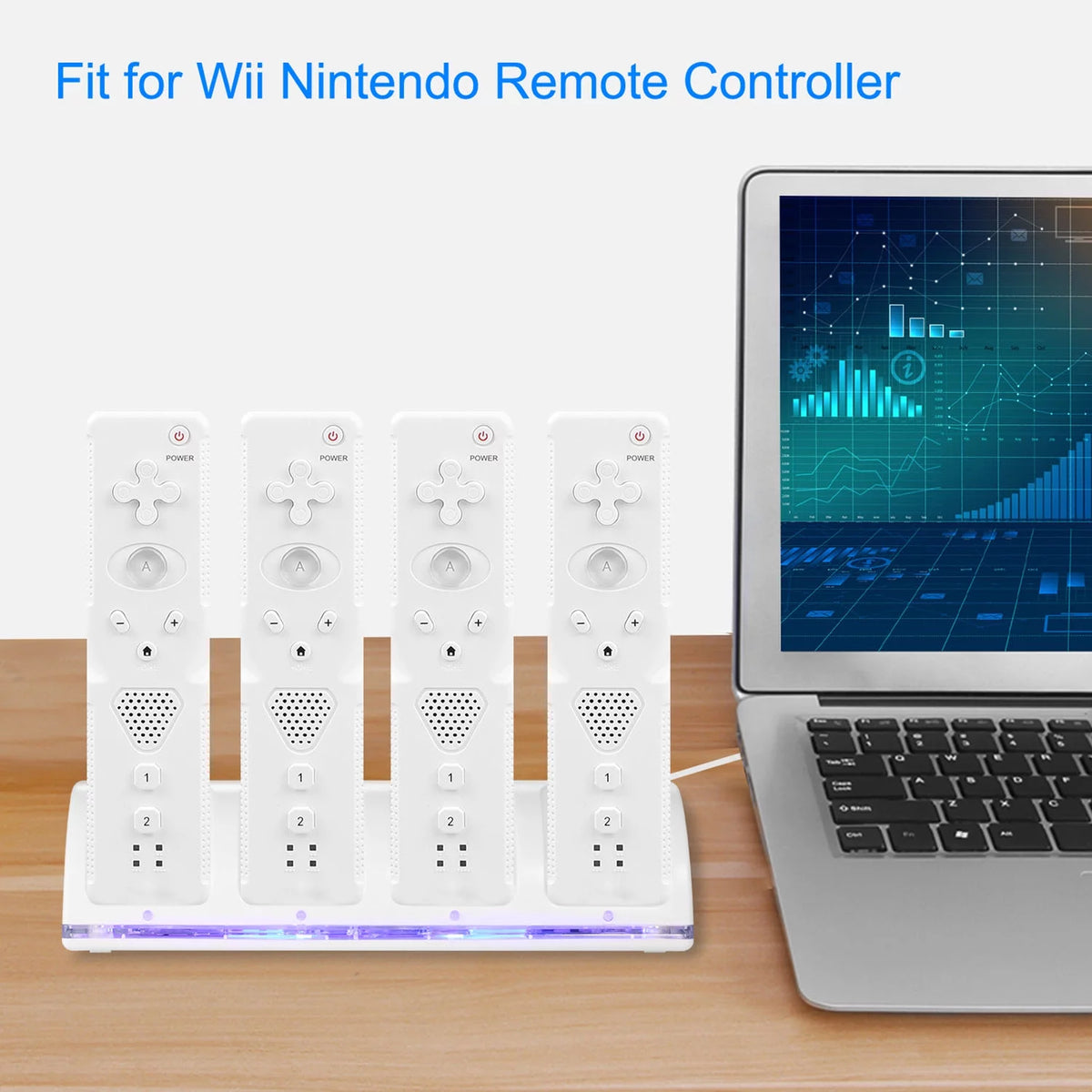 White 4 Remotes Charging Dock Game Controller Charger Y6490