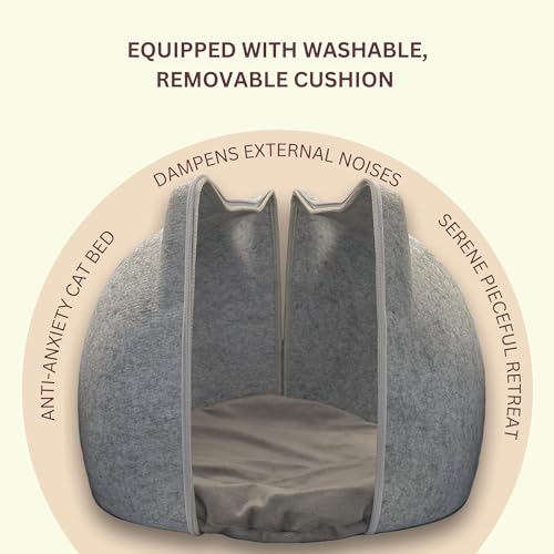 Cat wool cave bed grey U414000
