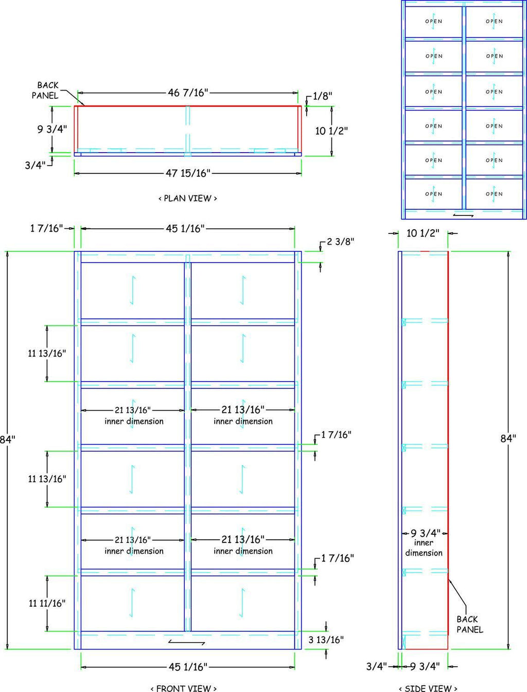 Double Wide Bookcase 12 Shelves Dry Oak J38177