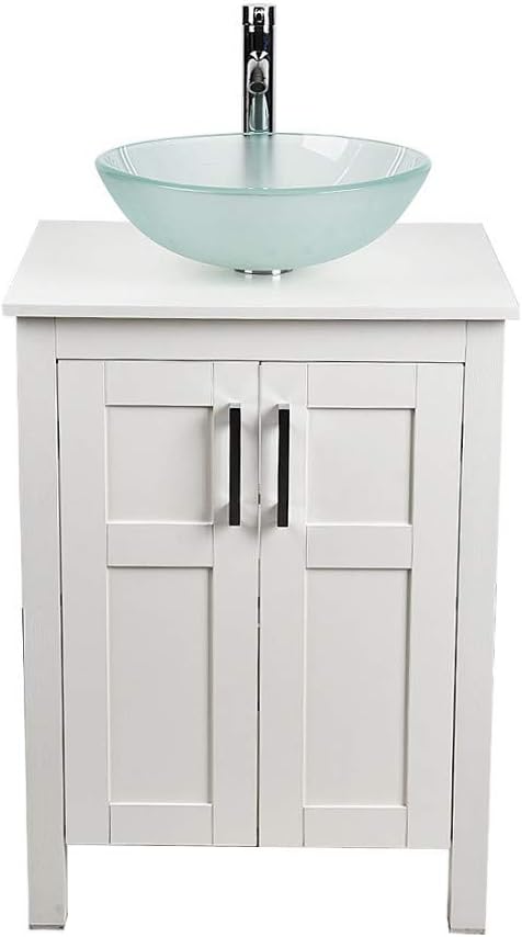 24 Inches White Single Bathroom Vanity Set with Top and 2-Door Cabinet S281