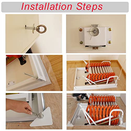 White 13 Steps Retractable Attic Ladder C52705
