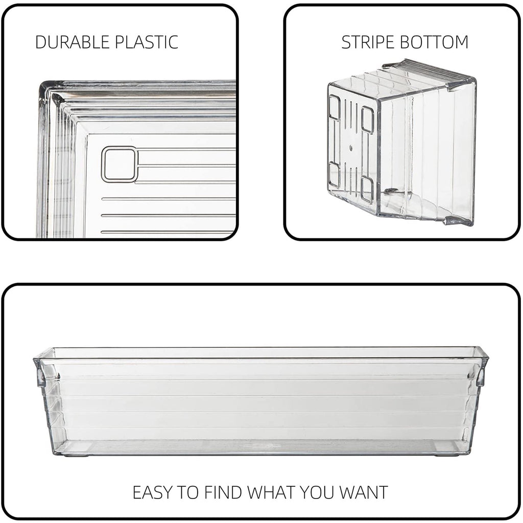 Set of 8 Clear Plastic Drawer Organizer Tray U237