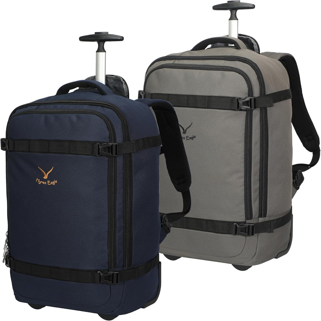 42L Rolling Backpack Navy Blue with Grey B3052