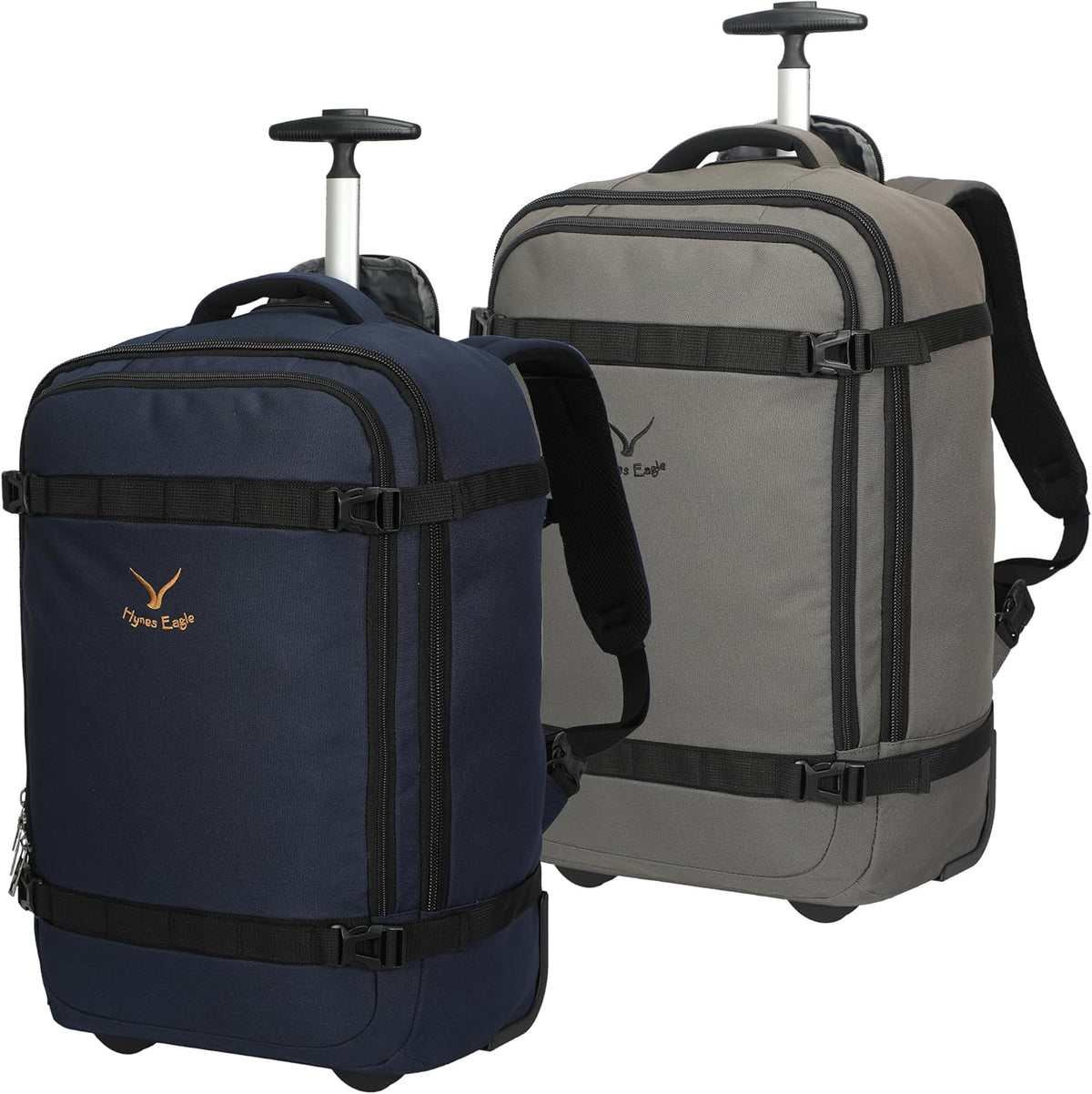 42L Rolling Backpack Navy Blue with Grey B3052