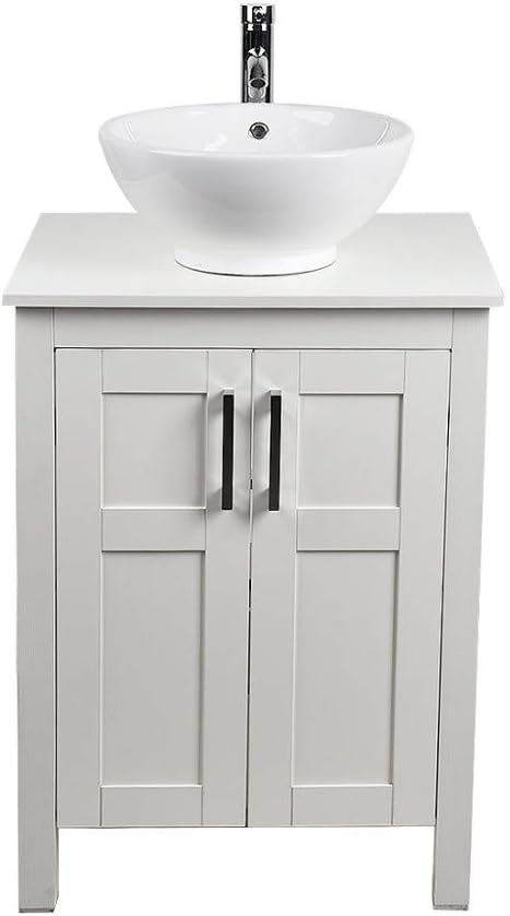 24 Inches White Single Bathroom Vanity Set with Top and 2-Door Cabinet S281