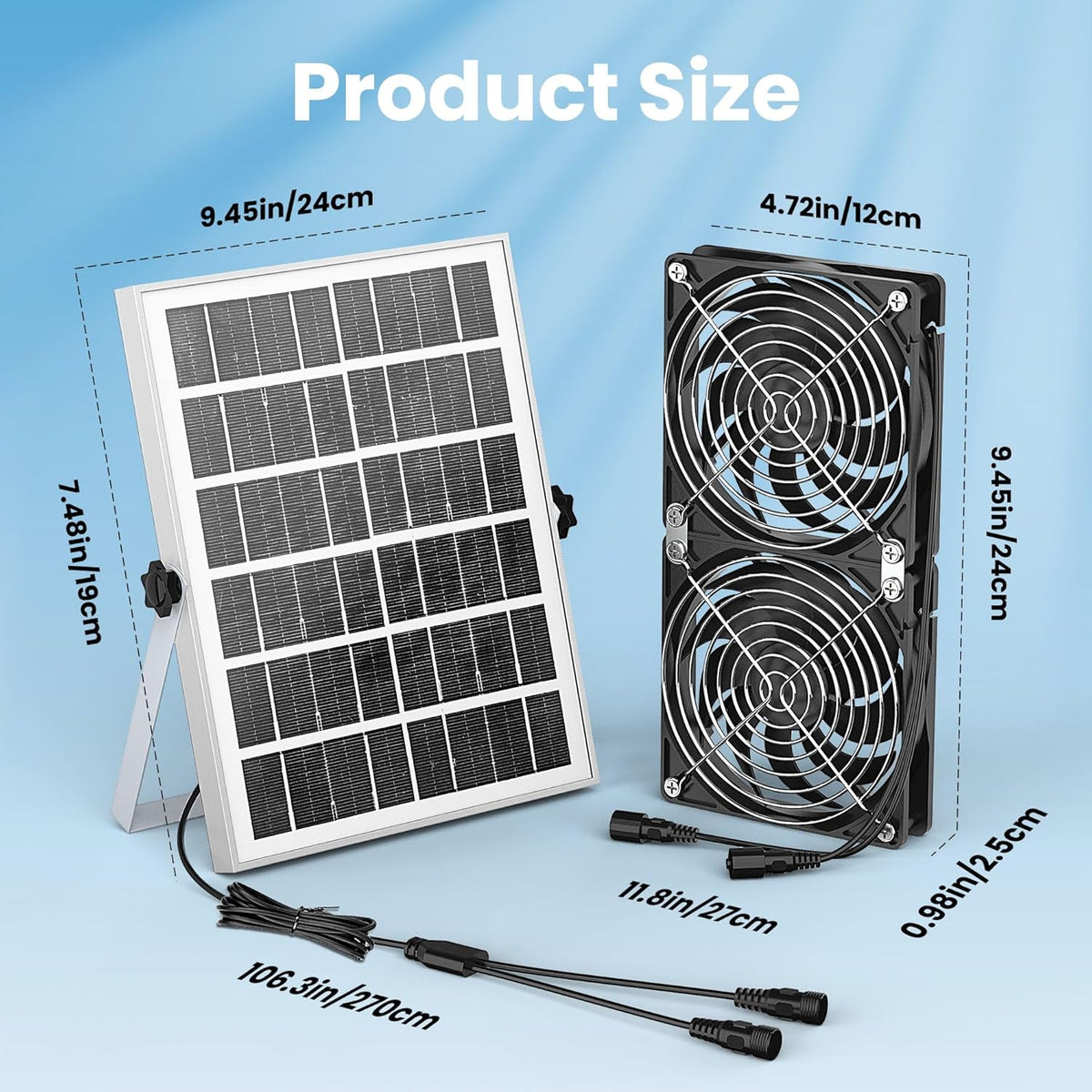 20W Solar Powered Exhaust Fan with Battery, Waterproof F522