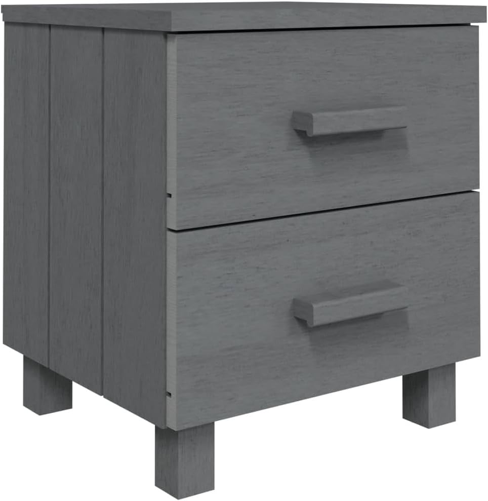 Solid Wood Bedside Cabinets - Dark Gray 2-piece O714