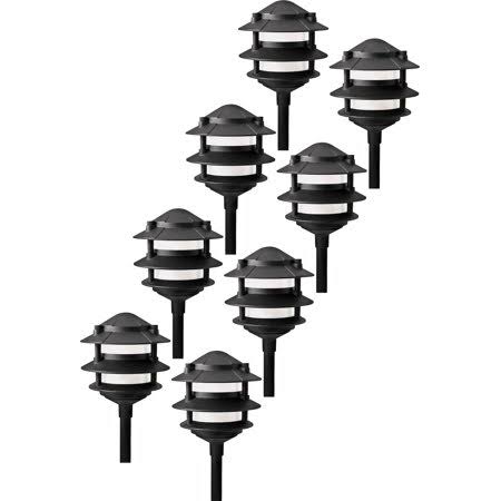 Low Voltage Cast Aluminum Path Light, Black, 8 Pack X5023