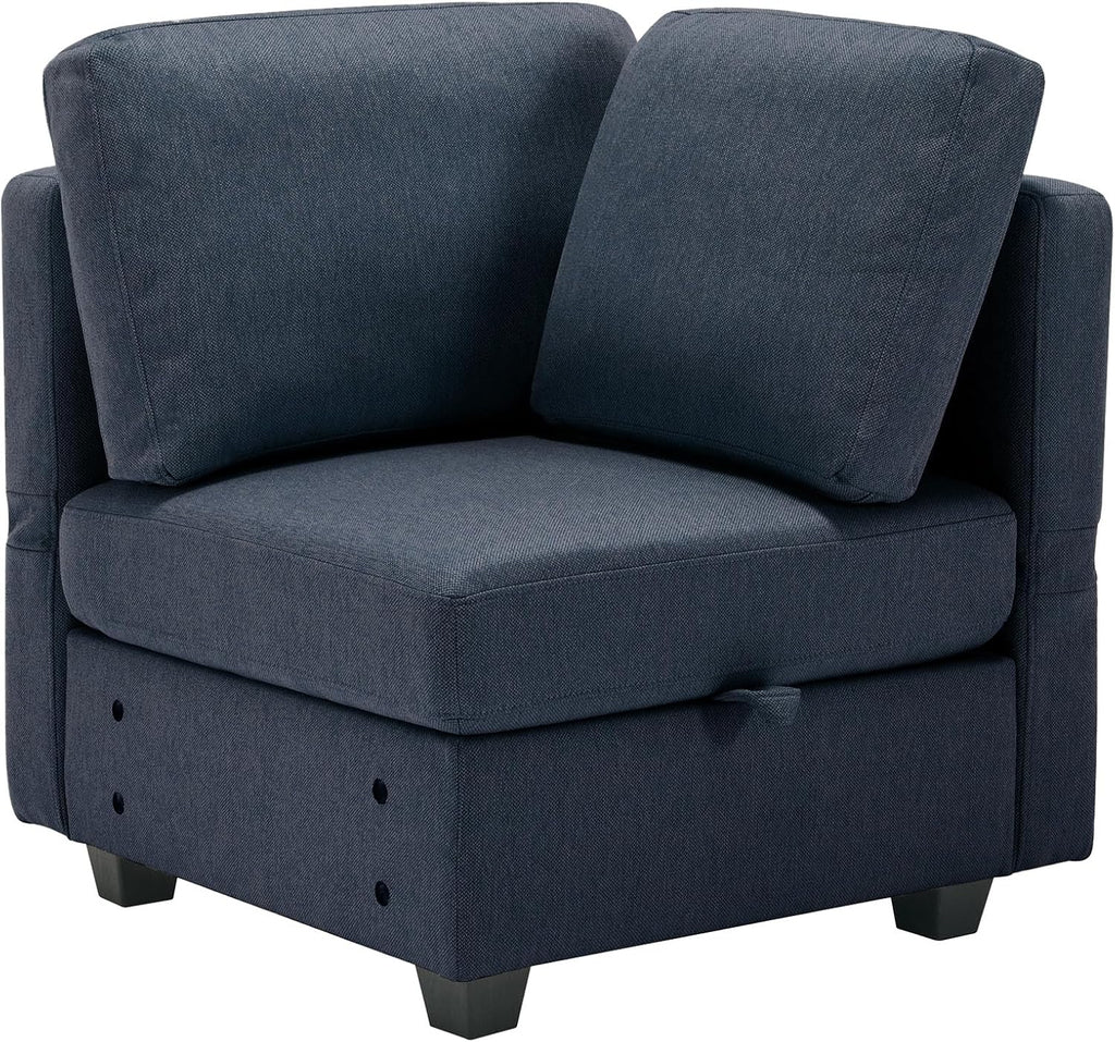 Blue Modular Sectional Sofa with Ottoman O957629